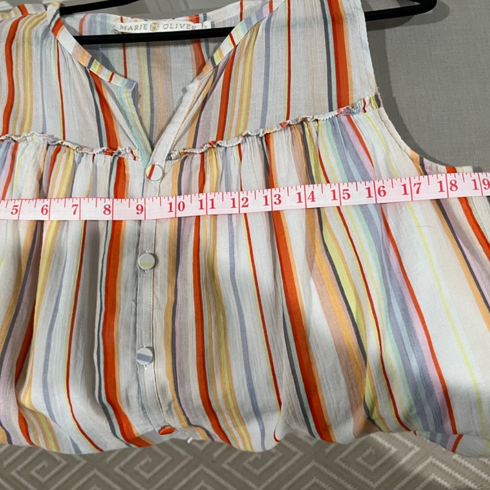 Marie Oliver Flowy Stripe Poplin Top, Sz M - Picture 11 of 12